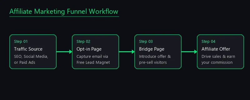 Affiliate Marketing Funnel Workflow Chart