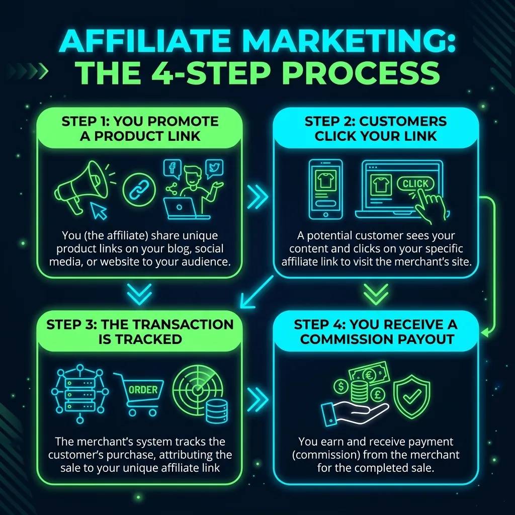 Complete 4-Step Affiliate Marketing Process Infographic